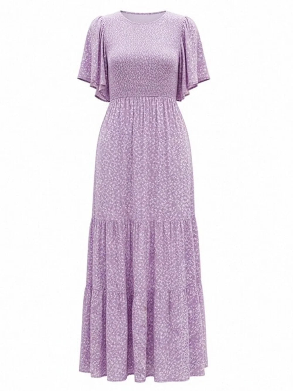 Lavender Floral Tiered Maxi Dress - Women Size M